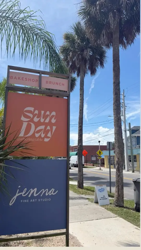 Sunday in St. Augustine showing brunch, sourdough, chef-crafted brunch, bright cozy atmosphere, video by Bailey Martin on Facebook