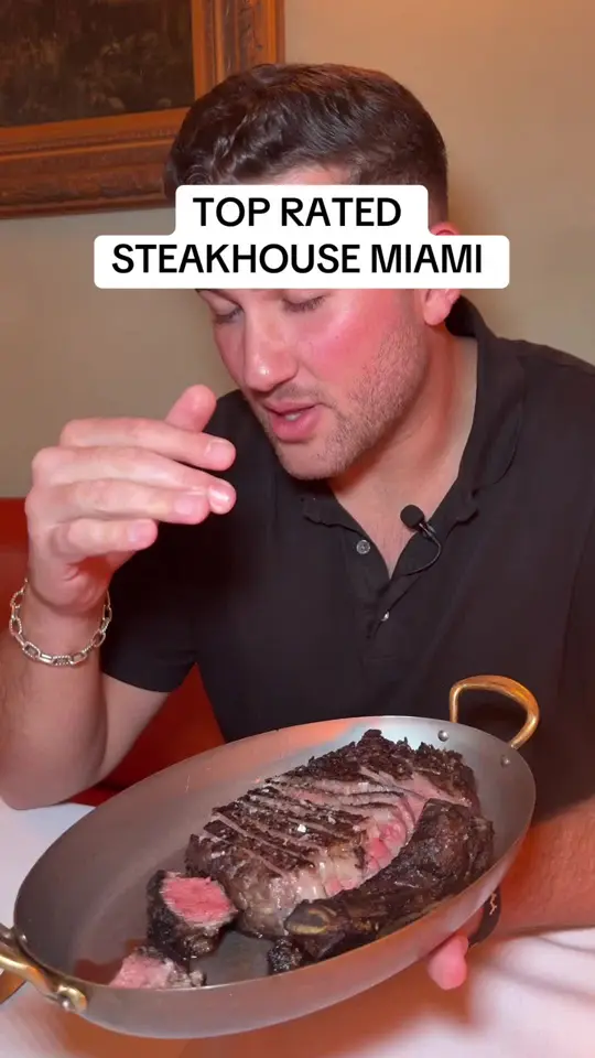 Sunny's Steakhouse in Miami showing steak, beef, video by mikeiseating on TikTok