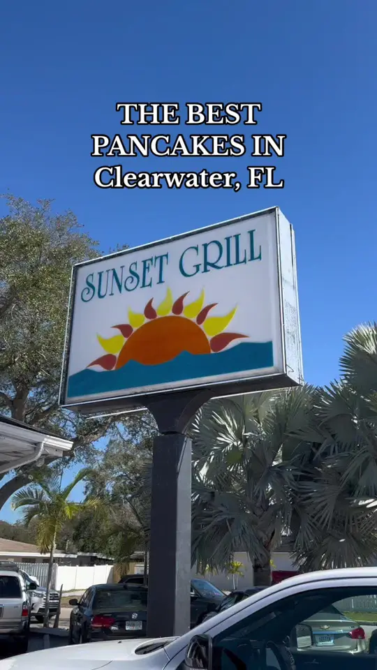 Sunset Grill Clearwater in Clearwater showing food, blueberry pancakes, food, strawberries, food, whipped cream, video by eatlocalflorida on TikTok