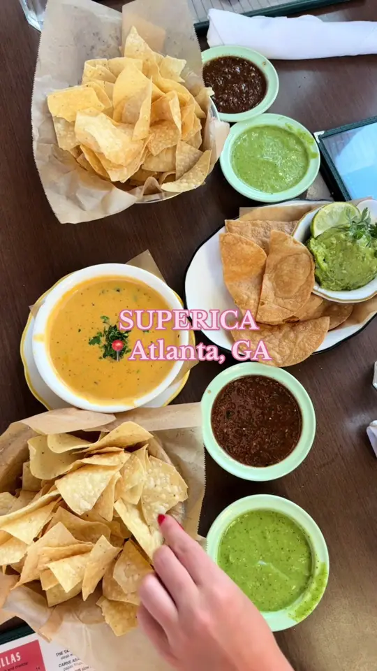 Superica in Atlanta showing review, visit, atmosphere, spicy skinny marg with tajin rim, mexican food, video by sidnie_bean on TikTok