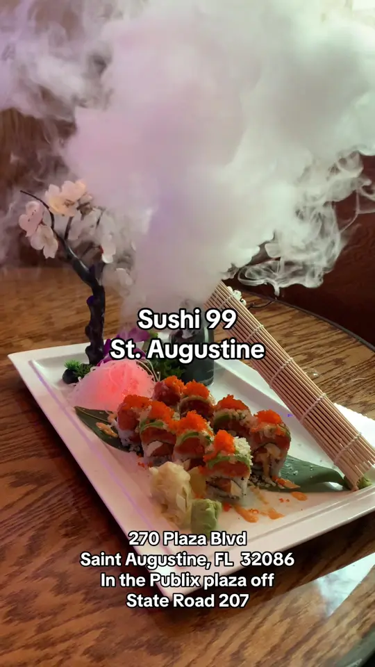 Sushi 99 in Orlando showing sushi, noodle bowls, appetizers, video by totallystaugustine on TikTok
