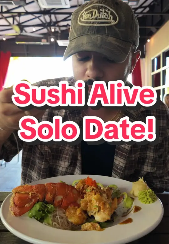 Sushi Alive in Tampa showing solo dinner, mukbang, asmr, video by itsgabrielrivera on TikTok