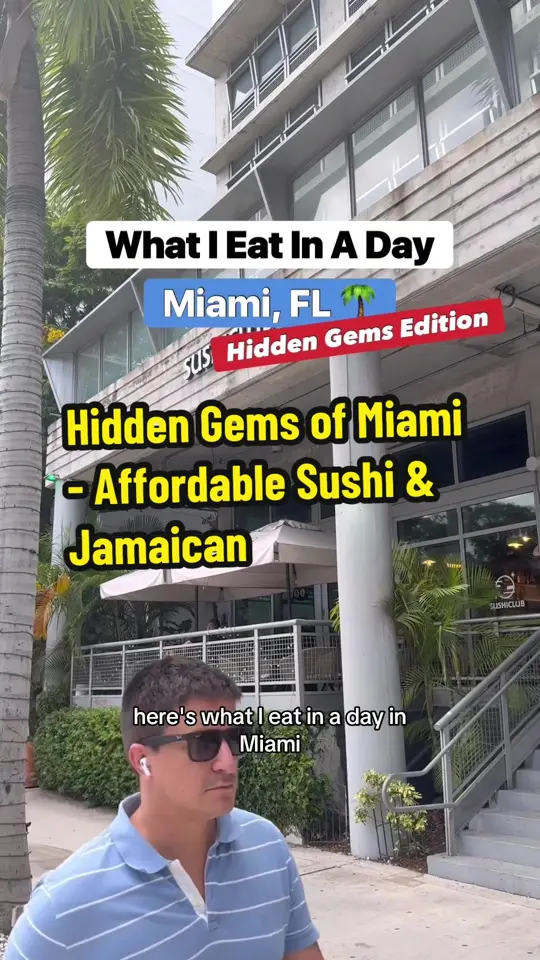 Sushi Club in Miami showing affordable, premium sushi, delicious jamaican food, video by snackeatingsnacks on TikTok