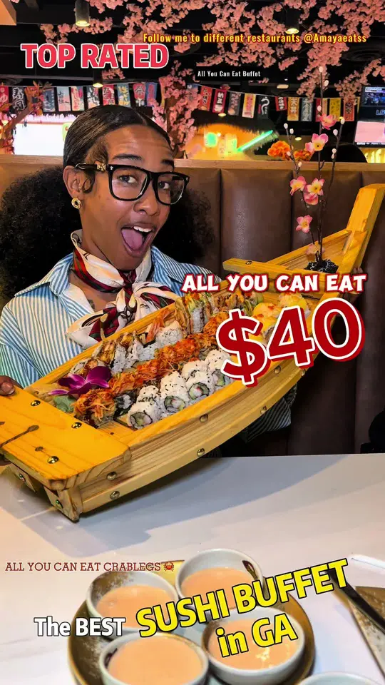 Sushi Kingdom Dunwoody in Dunwoody showing sushi, sushiboat, video by amayaeatss on TikTok