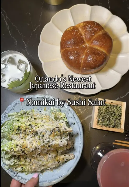 Sushi Saint in Orlando showing restaurant, sushi, omakase, bread service, video by cheatdayorlando on TikTok