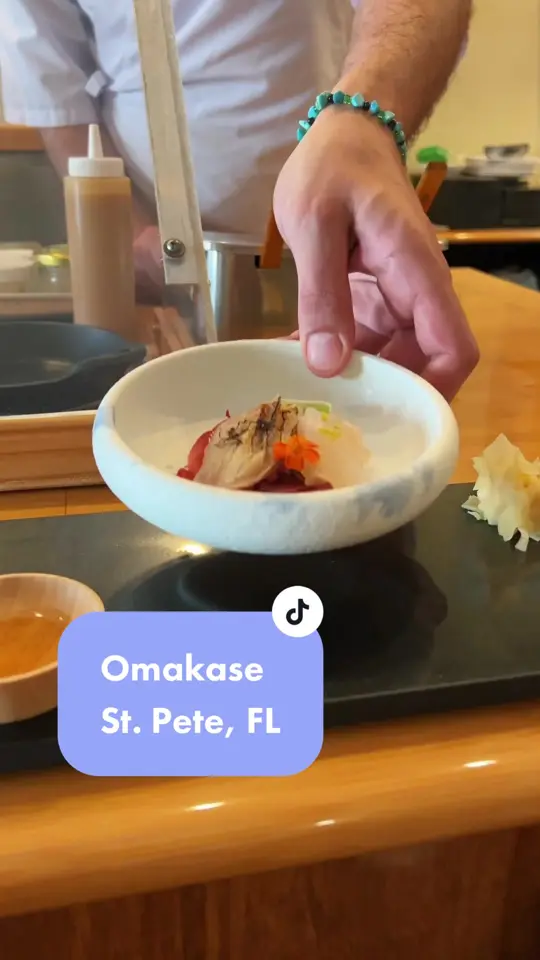 Sushi-Sho Rexley in St. Petersburg showing omakase, sushi, video by thisbabeeats on TikTok