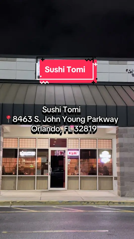 Sushi Tomi in Orlando showing restaurant, japanese food, sushi, video by paulaspicks_ on TikTok