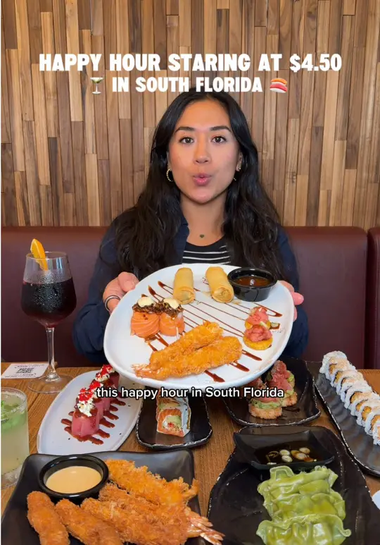 Sushiato Parkland in Parkland showing happy hour, sushiato parkland, asian fusion restaurant, south florida, video by explorewithgg on TikTok