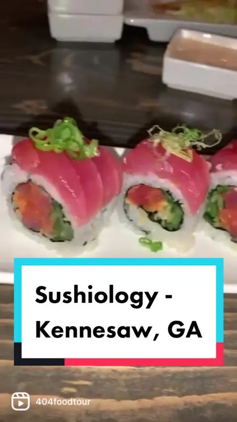 Sushiology in Kennesaw showing review, sushi, video by orlandofoodfinders on TikTok
