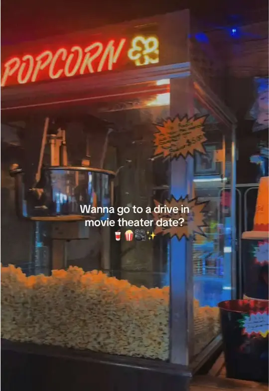 Swan Drive-In Theatre & Diner in Blue Ridge showing visit, movie screening, spider-man, diner, snacks, giant pretzels, video by 3am._jenn on TikTok