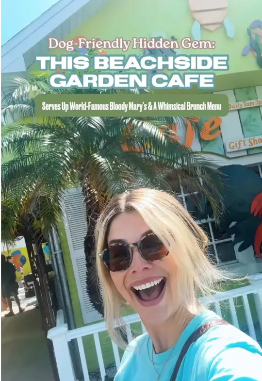 Sweet Sage Cafe in North Redington Beach showing review, visit, food, banana pancakes, drink, iced coconut mocha, video by socialshepherdadventures on TikTok