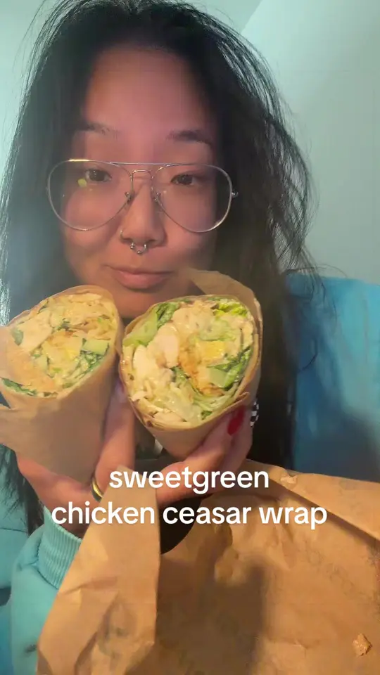 Sweetgreen in Tampa showing food, chicken caesar wrap, video by sosolee_ on TikTok