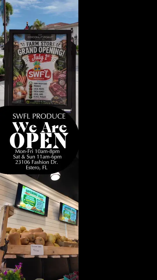 SWFL Produce Babcock Ranch in Punta Gorda showing visit, review, grand opening, fresh locally sourced products, video by cs20241 on TikTok