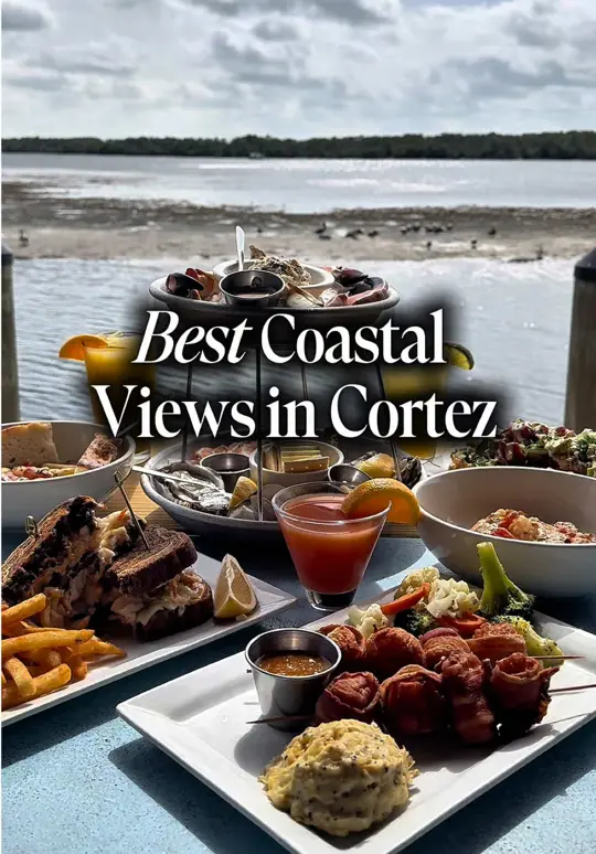  in Florida showing review, visit, waterfront views, staff, raw oysters, crab, peel-and-eat shrimp, clams, smoked fish spread, cocktail sauce, crackers, ahi tuna nachos, video by eatlocalflorida on TikTok