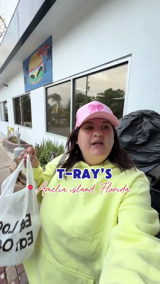 T-Rays Burger Station in Fernandina Beach showing restaurant, breakfast sandwich, sausage egg and cheese, video by mangiawithtay on TikTok