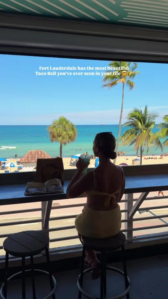 Taco Bell in Fort Myers Beach showing visit, atmosphere, waterfront views, alcohol, video by thecapturingcouple on TikTok