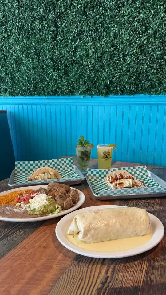 Taco Libre North St. Augustine in St. Augustine showing restaurant, mexican food, california burrito, carnitas, fiery fish taco, sriracha buffalo shrimp taco, video by Money Pages on Facebook
