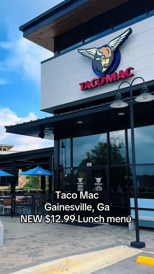 Taco Mac Peachtree City in Peachtree City showing food, flatbreads, tacos, soups, drinks, video by gainesvillenow on TikTok