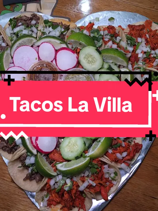 Tacos La Villa in Smyrna showing restaurant visit, birria pizza, tacos, video by antlantaeats on TikTok