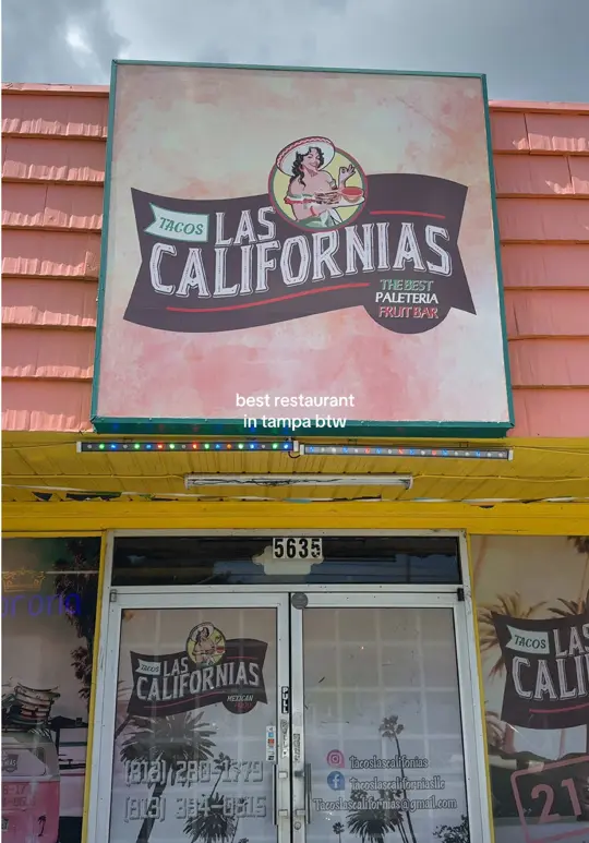 Tacos Las Californias in Tampa showing review, carne asada fries, burrito, carne asada tacos, green sauce, video by kylabuilds on TikTok