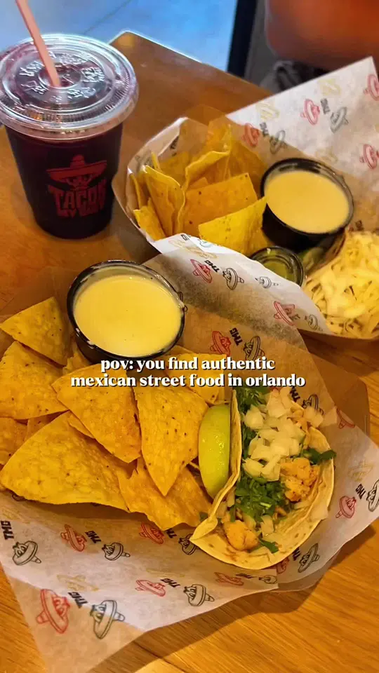 Tacos My Guey in Oviedo showing taco, frozen margarita, queso, video by centralfloridafinds on TikTok