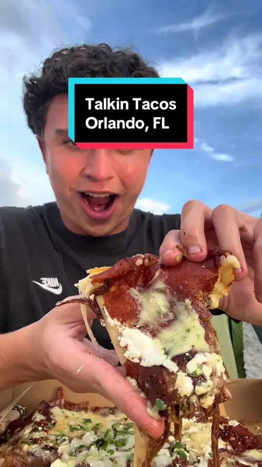Talkin' Tacos Maitland in Maitland showing birria pizza, food review, video by dvane_ on TikTok