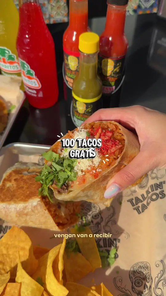 Talkin’ Tacos Miami Springs in Miami Springs showing grand opening, drive-thru, crispy stack wrap de birria, taco trío, chicken rice bowl, sweet corn con queso, video by miamibites on TikTok