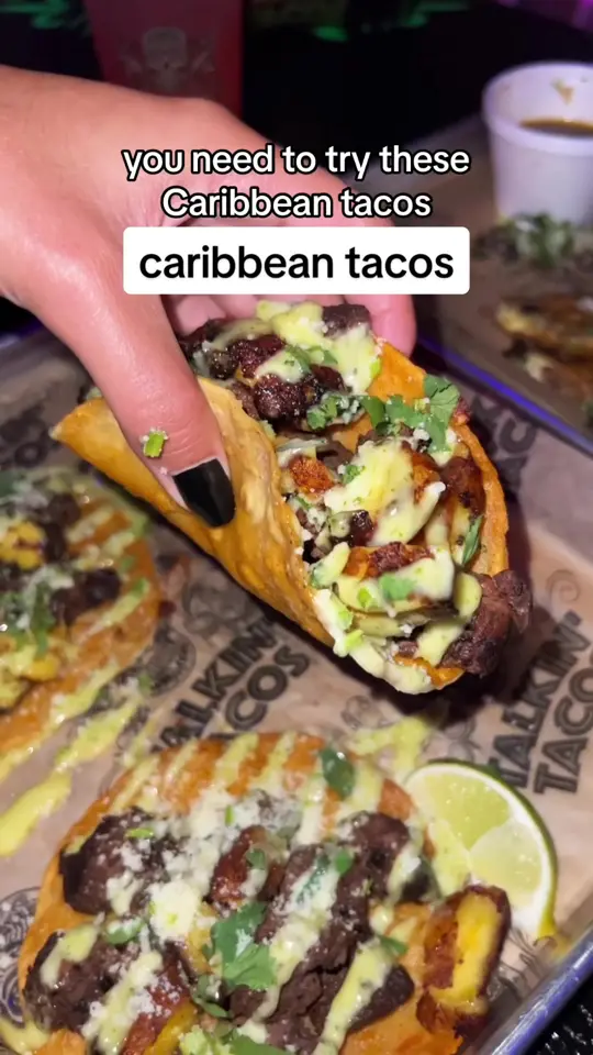 Talkin' Tacos Wellington in Wellington showing food, caribbean tacos, video by foodroama on TikTok