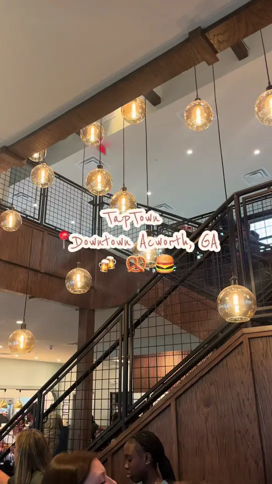 TapTown in Acworth showing review, atmosphere, self-pour drinks, video by eatswith.em.and.mj on TikTok