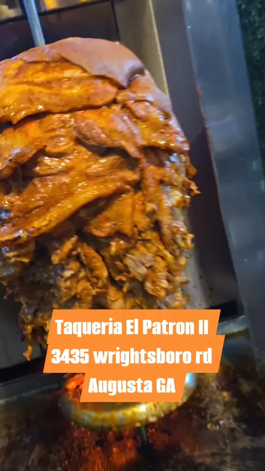 Taqueria El Patron in Augusta showing tacos, tacos de trompo, video by Taqueria El Patron on Facebook