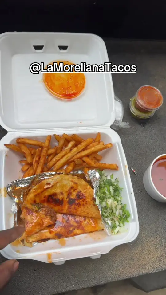 Taqueria La Moreliana in Conyers showing review, tacos, video by amircooper8 on TikTok