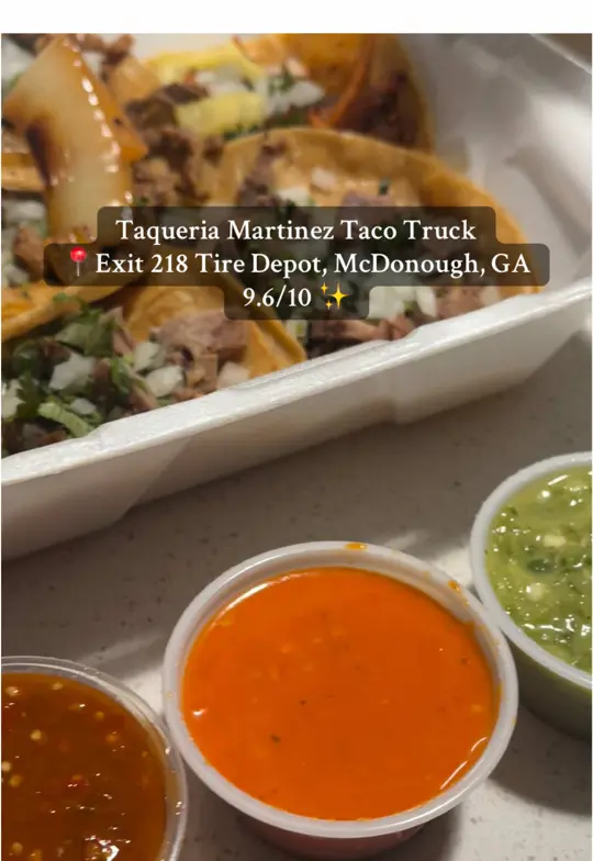 Taqueria Martinez in Jonesboro showing review, tacos, salsa, horchata, video by ashleytheestie on TikTok