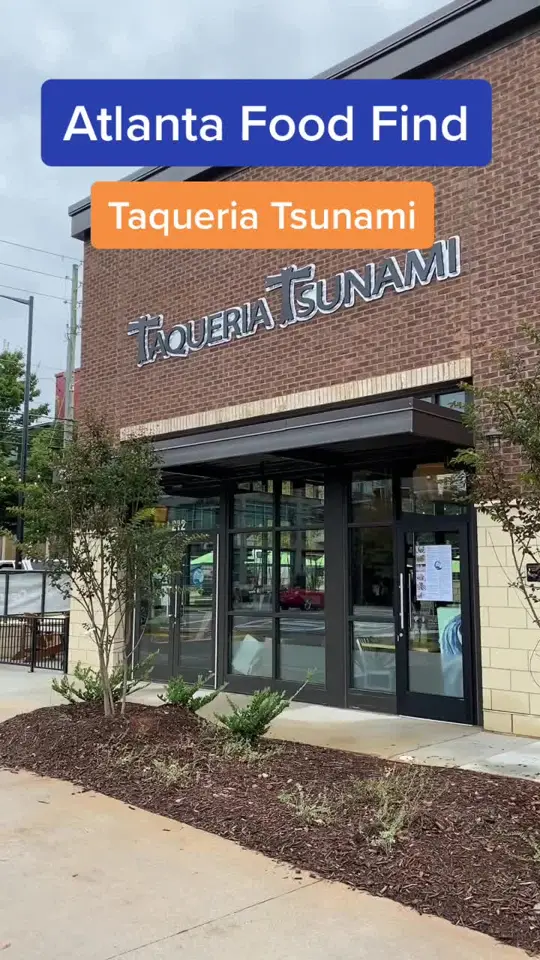 Taqueria Tsunami in Woodstock showing visit, tacos, video by zackinatl on TikTok