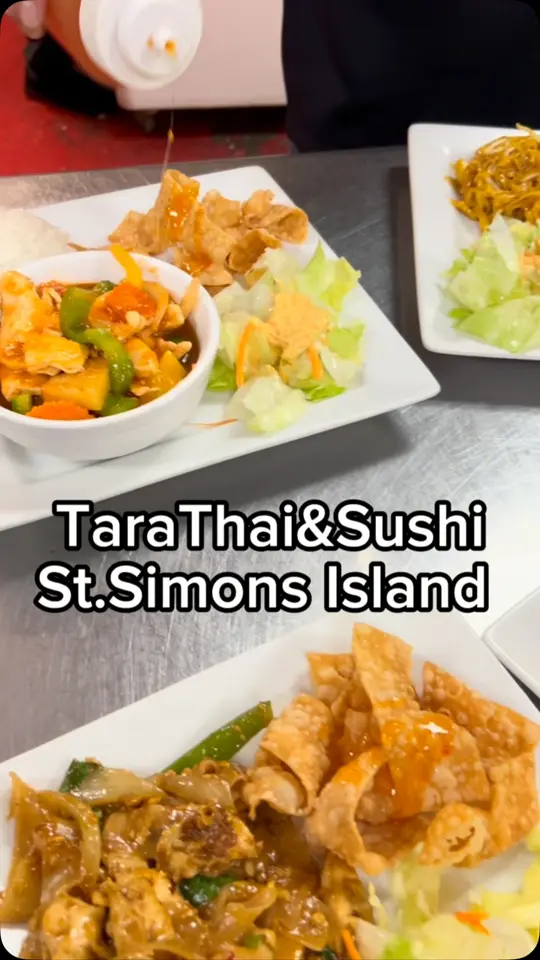Tara Thai & Sushi in St Simons Island showing lunch special, thai food, sushi, video by Tara Thai & Sushi on Facebook