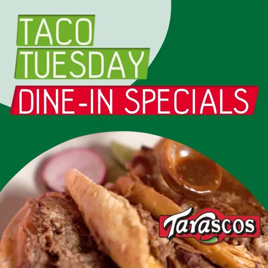 Tarascos Tacos & Wings in Cartersville showing food, tacos (ground beef, shredded chicken, grilled steak, chicken, birria), drinks (house tequila shot, crown royal shot, draft beer), video by Tarascos Mexican Restaurant on Facebook
