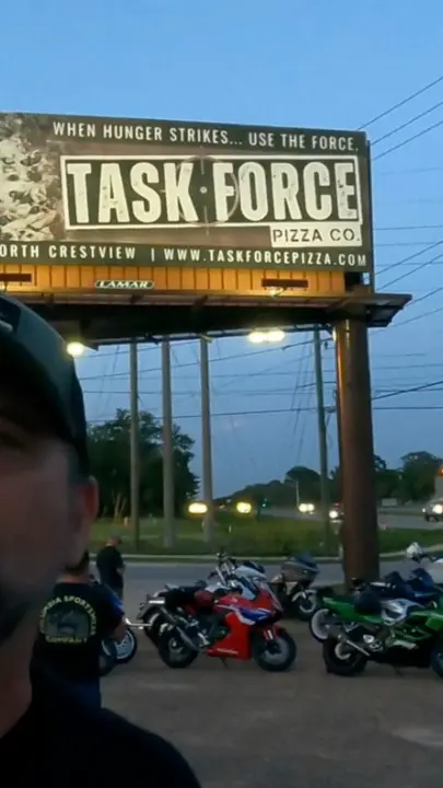 Task Force Pizza in Fort Walton Beach showing pizza, bike meet, event, video by 850Moto on Facebook
