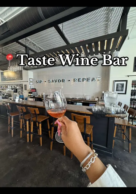 Taste Wine Bar and Market in Atlanta showing visit, wine, video by forksnflights on TikTok