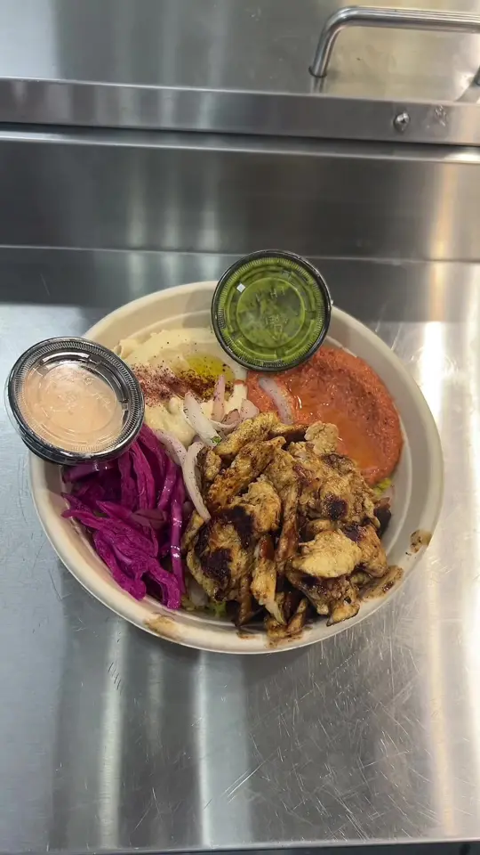 Tasty Mediterranean Grill in Tampa showing food, shawarma bowl, video by tastymediterraneangrill on TikTok