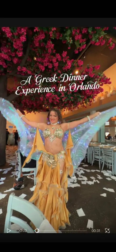 Taverna Opa in Orlando showing food, 3-course meal, entertainment, dancing, video by itsdiorgalarza on TikTok