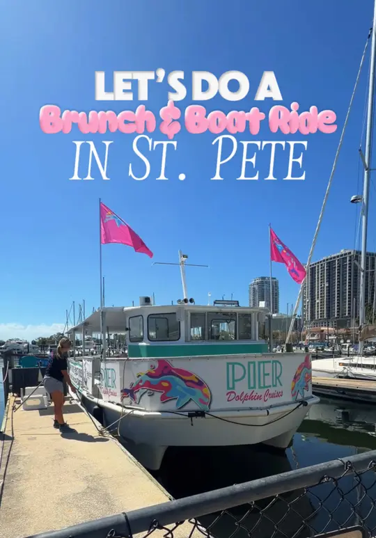 Taylor Sam's in St. Petersburg showing brunch, pancakes, boat ride, dolphin cruise, video by miagoesglobal on TikTok