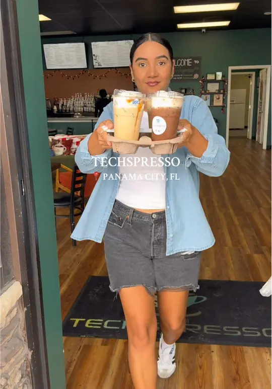 Techspresso PCB in Panama City Beach showing coffee, cookie butter chai latte, video by bree_nix on TikTok
