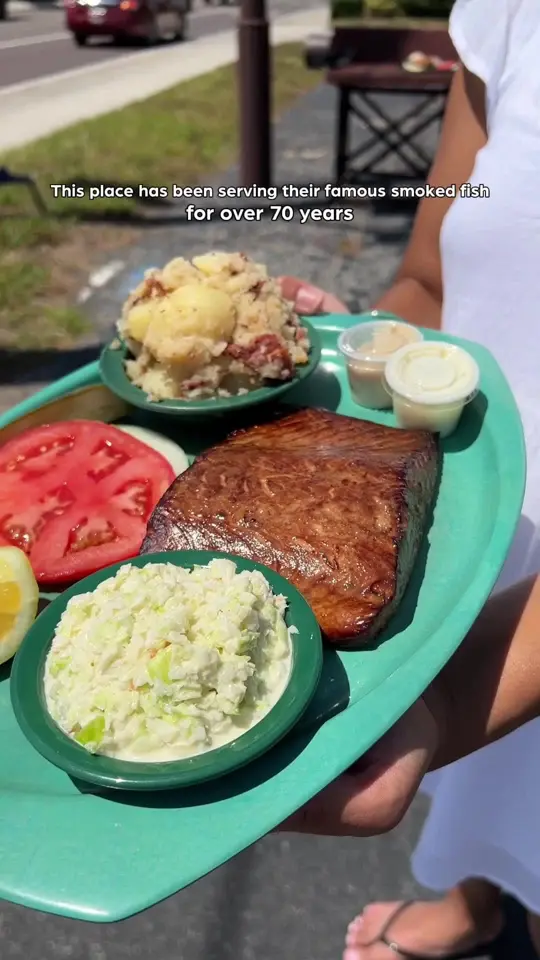 Ted Peters Famous Smoked Fish in St. Petersburg showing review, visit, video by explorewithgg on TikTok