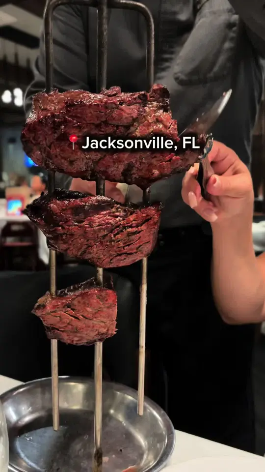 Terra Gaucha Brazilian Steakhouse - Jacksonville in Jacksonville showing steak, food, video by nuriaoliveiira_ on TikTok
