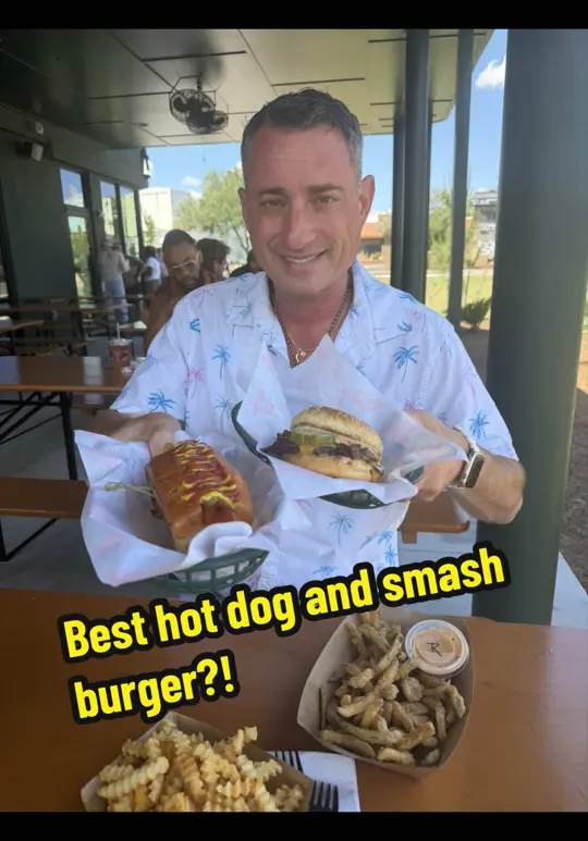 Texas Cattle Company in Lakeland showing smash burger, hot dog, video by foodiejustice on TikTok