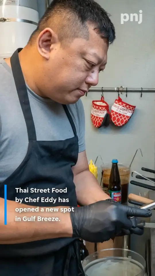 Thai Street Food By Chef Eddy in Pensacola showing restaurant opening, authentic thai dishes, fresh sushi, video by Pensacola News Journal on Facebook