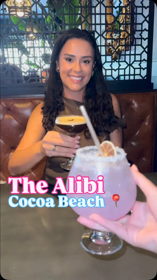 The Alibi Cocktails & Bites in Cocoa Beach showing visit, cocktail, espresso martini, video by Christine Fo: Orlando & Space Coast Food on Facebook