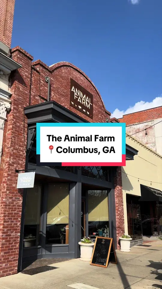 The Animal Farm in Columbus showing food, salmon, roasted veggies, green goddess sauce, harlot burger, video by mandy_vega on TikTok