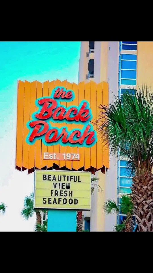 The Back Porch in Destin showing review, visit, fresh gulf seafood, char-grilled amberjack, crab, shrimp, tropical cocktails, video by miles_adventure1 on TikTok