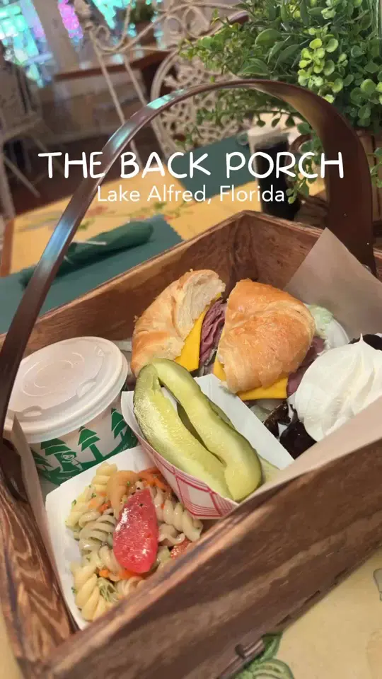 The Back Porch Restaurant in Lake Alfred showing review, visit, picnic basket, atmosphere, shops, video by floridafunadventures on TikTok