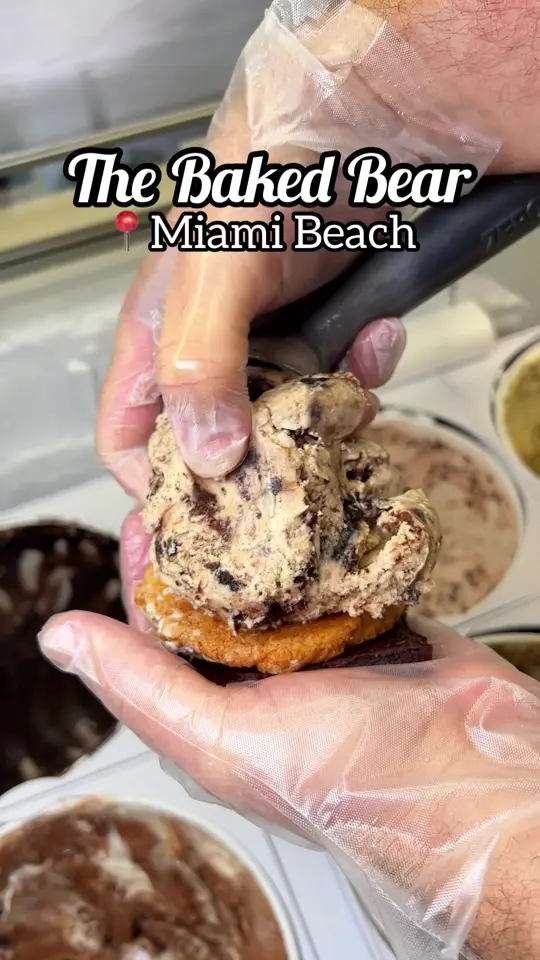  in Florida showing custom ice cream cookie sandwich, bear bowls, cookies, video by iviethefoodie on TikTok